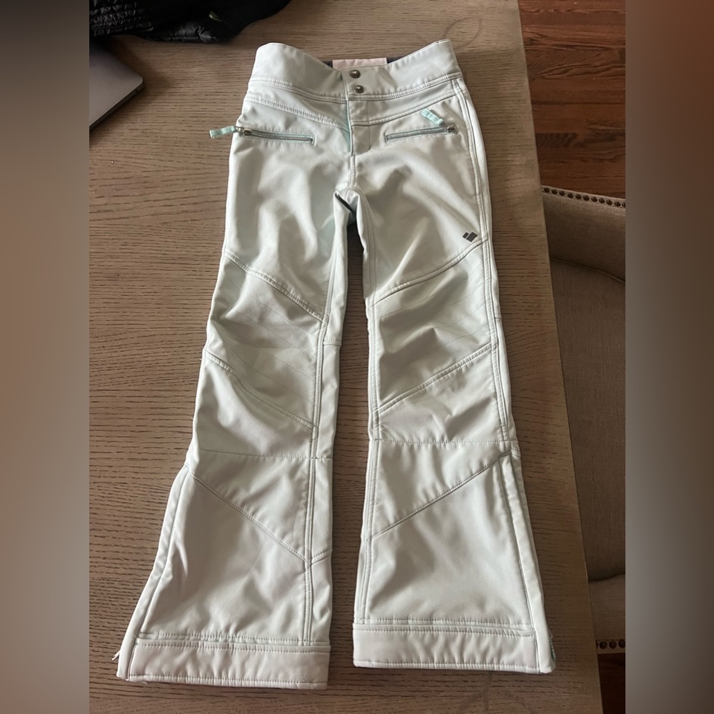 Obermeyer soft shell ski pants light teal size medium 10-12
